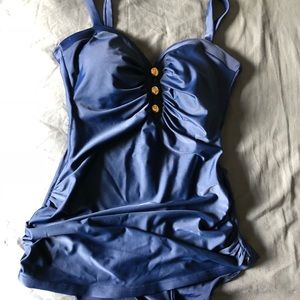 Vintage Royal Blue one piece bathing suit size 14
